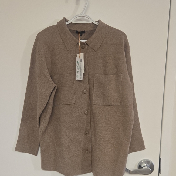 Quince Sweaters - NWT Quince Eco Knit Milano Stitch Oversize Shirt Jacket